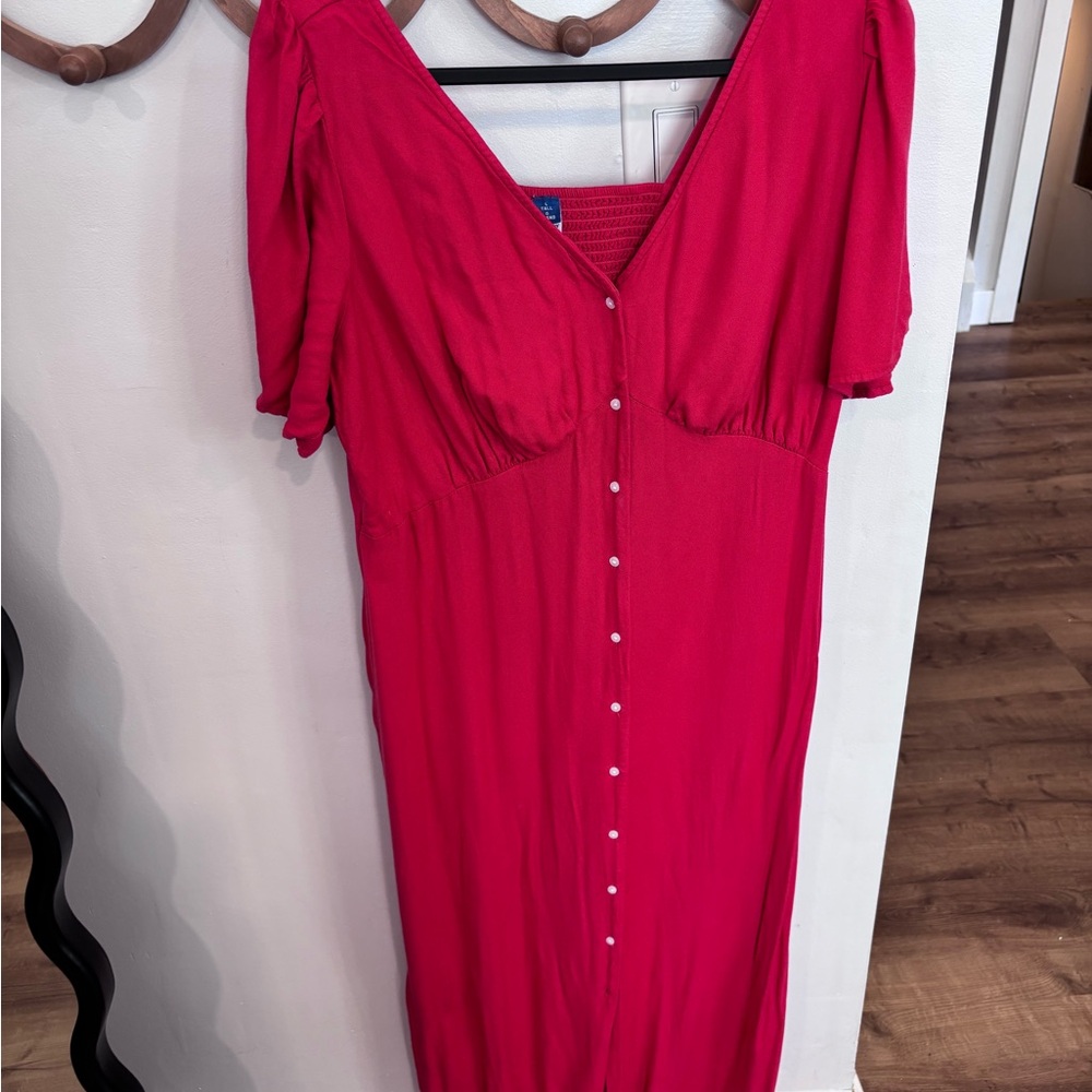 Old Navy Red Flutter Sleeve Maxi Dress